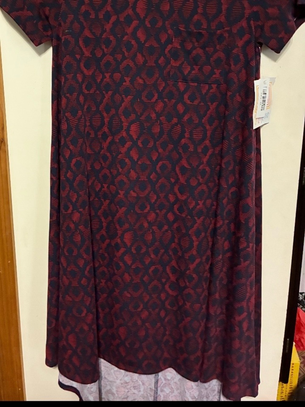 LuLaRoe A-Line Skirt in Burgundy and Navy Geometric